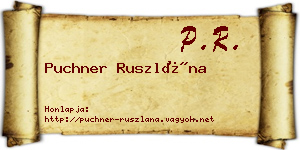 Puchner Ruszlána névjegykártya